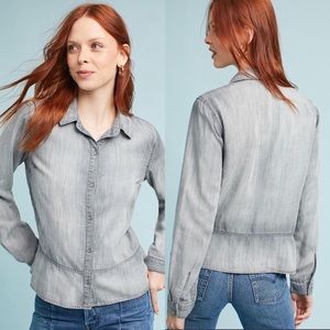 Cloth & Stone distressed gray ruffled pepl…